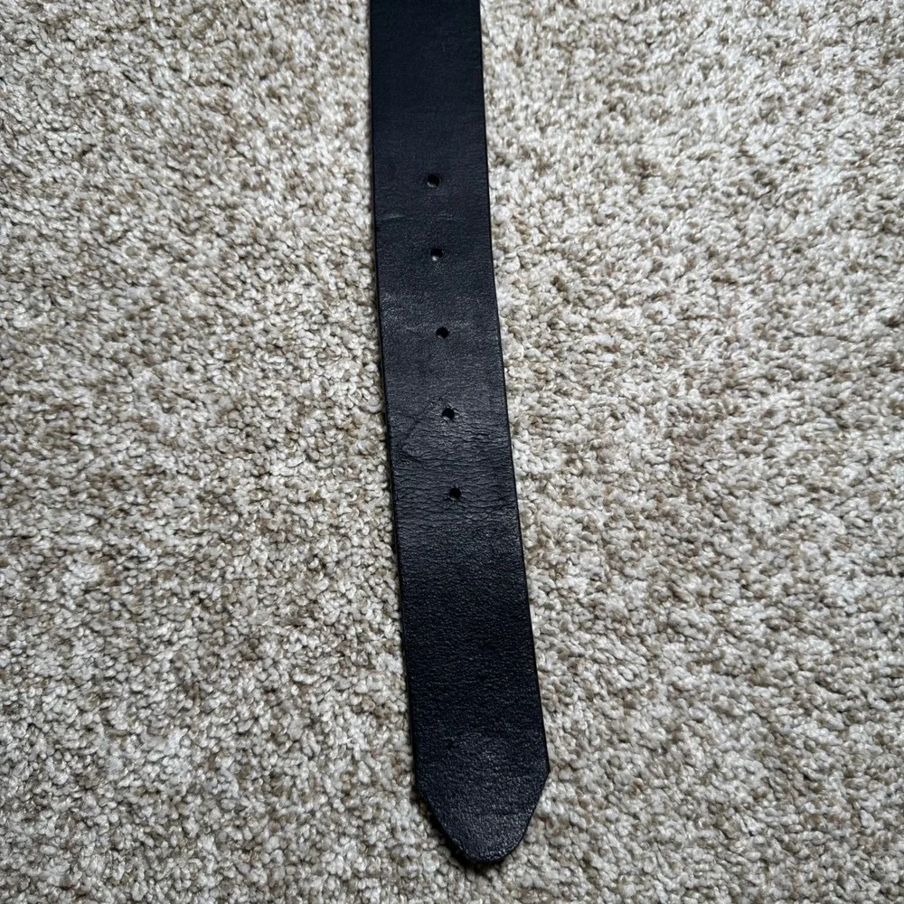 Justin Mens Black Leather Belt 42 Montana Silversmiths America Bear Arms‎ Buckle